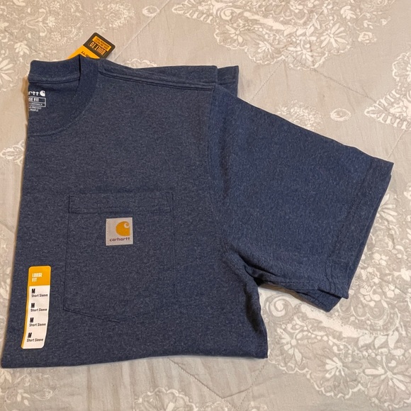 🌵 Men's Carhartt short sleeve Medium t-shirt Loose Fit Blue - Picture 5 of 8